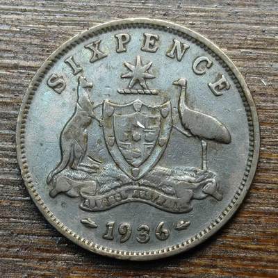 【春节前最后一拍，下一场3.3号】★第139加场★银币专场 不寄存，200包邮。不满200元，支付5元运费。《接受代拍 代送NGC评级》 - 59【无寄存】1936年 澳大利亚 6便士 银币