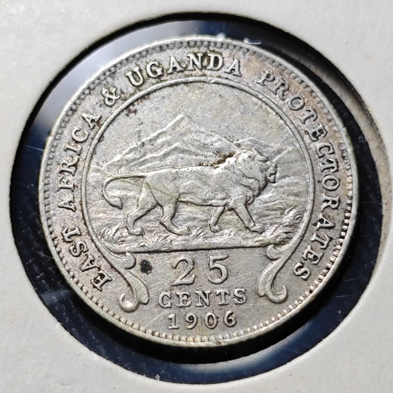 KK钱币收藏小铺  第398期 百期特拍（四拍之二） 2月预留时间 周末发货  1906英属东非爱七25分银币