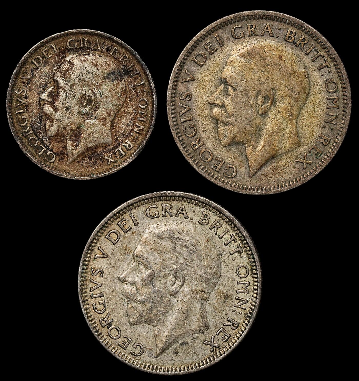 修遠堂世界钱币第103期 英国银币3枚，总重13.94g，含银50%