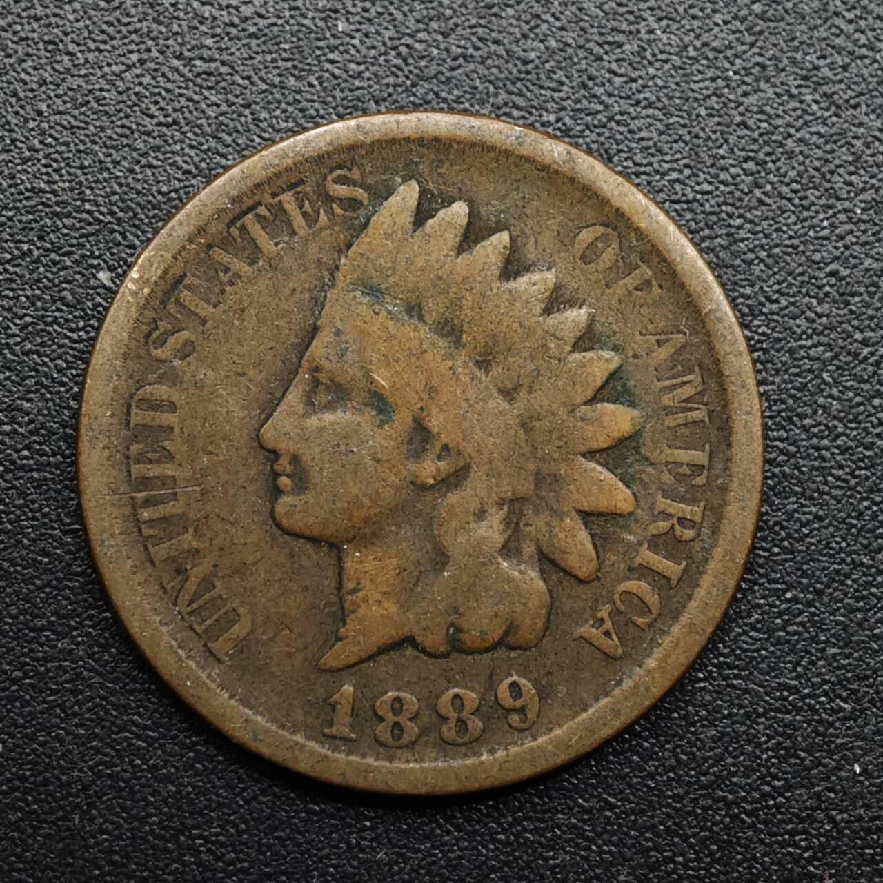 【淘币小摊】限时拍第八百六十拍  老铜币场  满百包邮可预留两周  周一统一发货  美国1889年印第安一分铜币