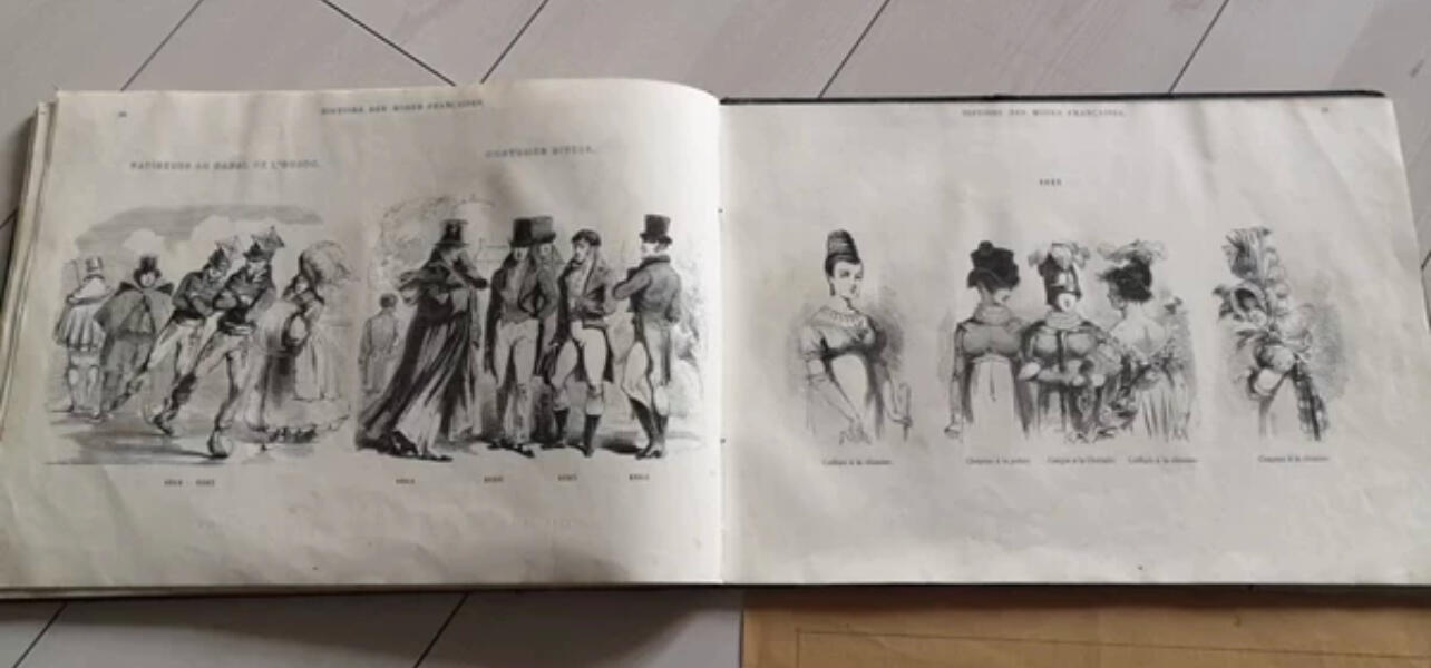 欧洲19世纪法国时尚男女服装设计原版画册老图册书（接受交换朝鲜勋章奖章）