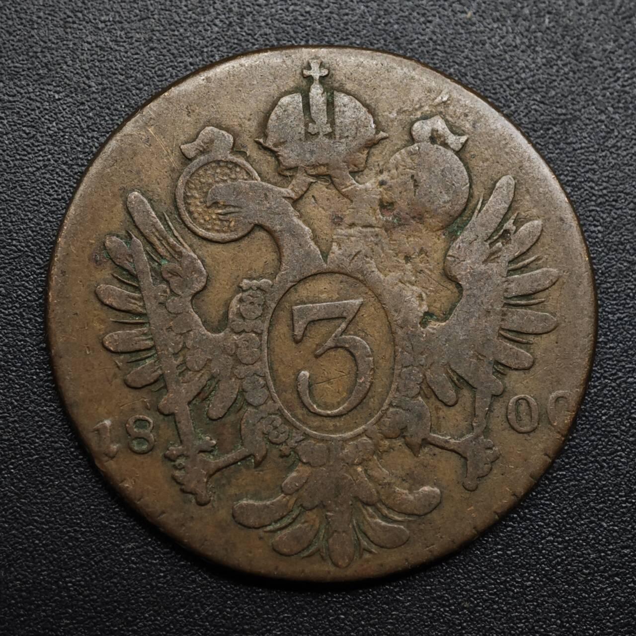 【淘币小摊】限时拍第八百六十拍  老铜币场  满百包邮可预留两周  周一统一发货  奥地利1800年3克鲁泽铜币