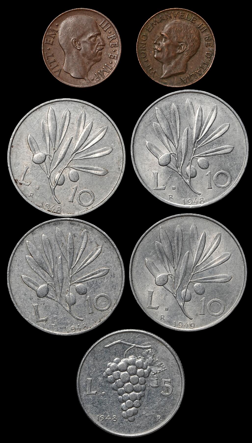 修遠堂世界钱币第103期 意大利旧钱币一组