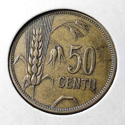 KK钱币收藏小铺  第398期 百期特拍（四拍之二） 2月预留时间 周末发货 -  1925立陶宛50分铜币 