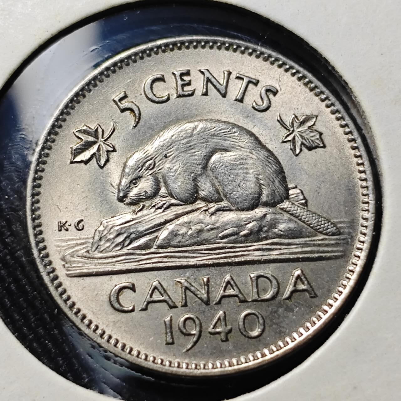KK钱币收藏小铺  第398期 百期特拍（四拍之二） 2月预留时间 周末发货  1940加拿大乔六5分 好品镍币 好品稀少！