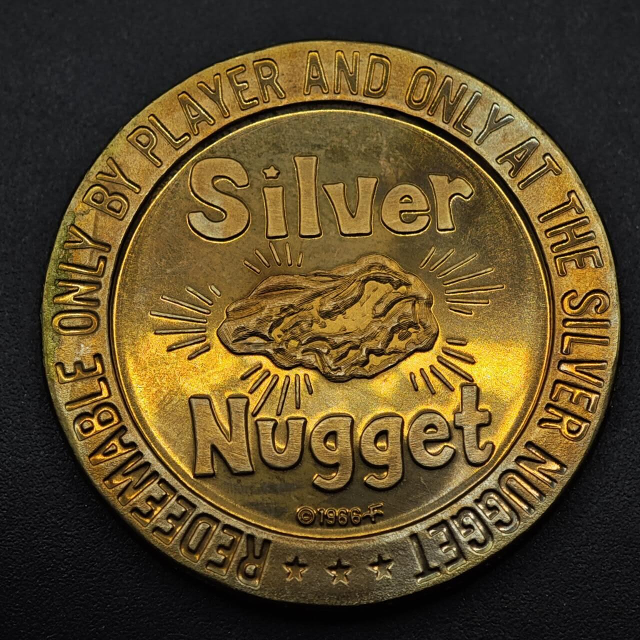 【淘币小摊】限时拍第八百五十八拍  散币场  满百包邮可预留两周  周一统一发货  美国1967年内华达州北拉斯维加斯Silver Nugget1美元代币铜币