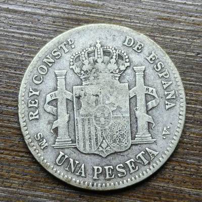 【春节前最后一拍，下一场3.3号】★第139加场★银币专场 不寄存，200包邮。不满200元，支付5元运费。《接受代拍 代送NGC评级》 - 104【无寄存】1900年 西班牙 1比塞塔 银币