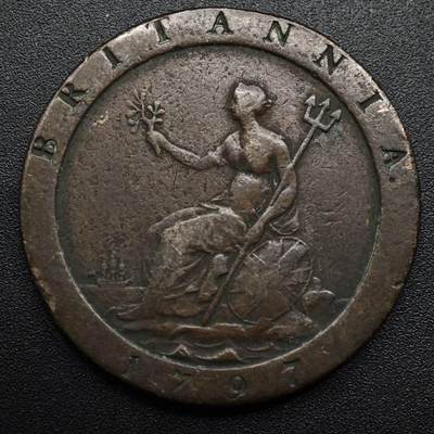 【淘币小摊】限时拍第八百六十拍  老铜币场  满百包邮可预留两周  周一统一发货  - 英国1797年乔治三世车轮一便士铜币