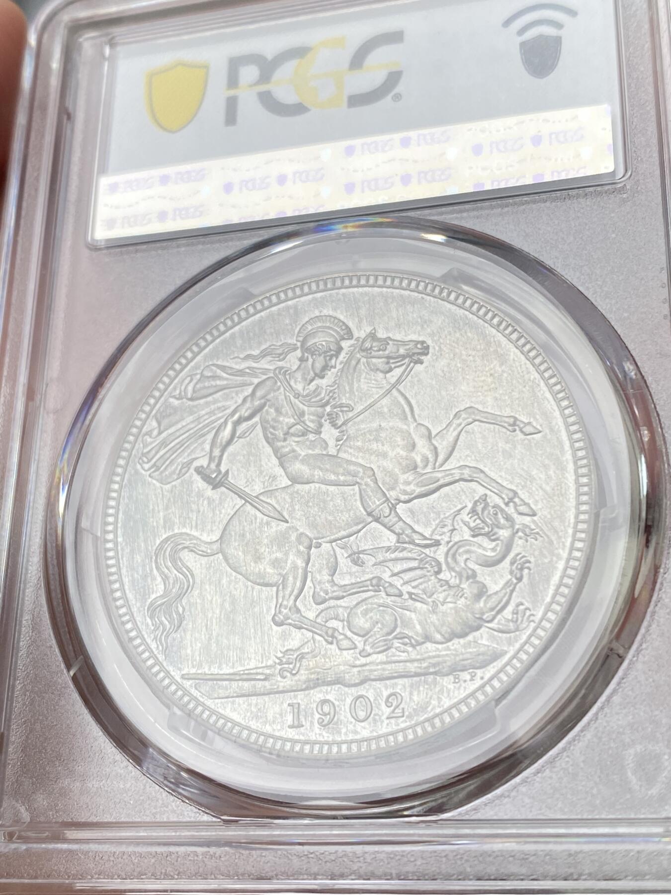 万国钱币拍卖第060期（万国六十期纪念大拍） PCGS PR64 1902英国爱德华七世精制马剑克朗 MATTE哑光工艺 原盒天鹅绒包浆环绕 极美素描质感 典藏级品质