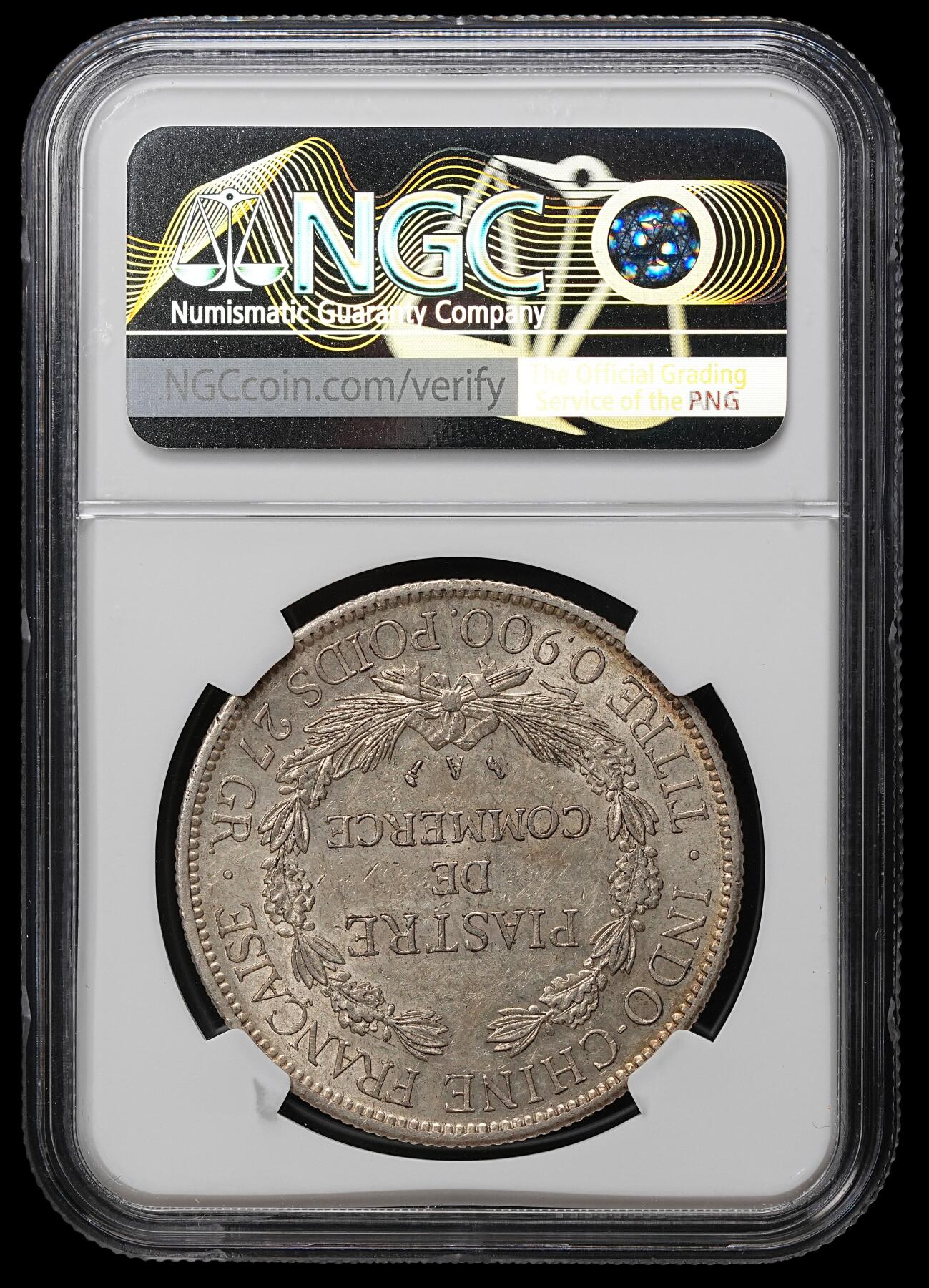 修遠堂世界钱币第103期 NGC AU58 1898年法属印支坐人大银币