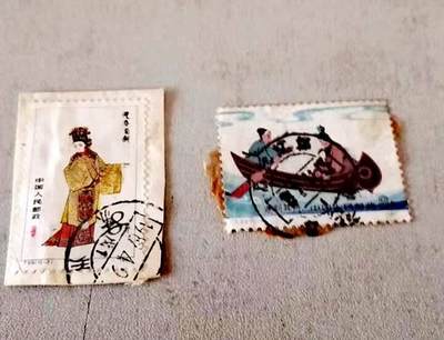 $宁静致远$ 2026年2月中国邮票拍卖 - T69（12-3）、T54(5-4)盖剪片旧二枚，销苏州戳及江都全戳。