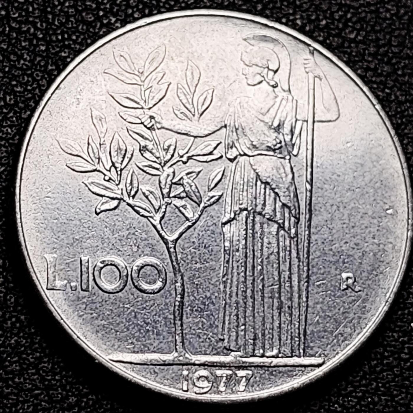 泉币菌-第180场- 精品福利场 意大利早期100里拉 月亮和记忆女神密涅瓦 不锈钢币 27.8mm