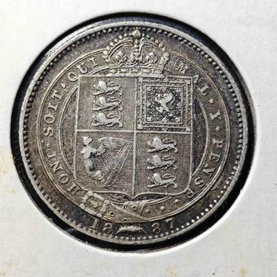 KK钱币收藏小铺  第398期 百期特拍（四拍之二） 2月预留时间 周末发货 -  1887英国维多利亚女王1先令银币