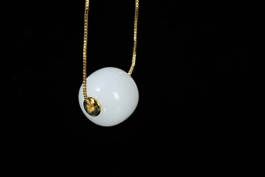 上海都达杂项专场十八（全场包邮） 天然金丝玉单珠项链附鉴定证书