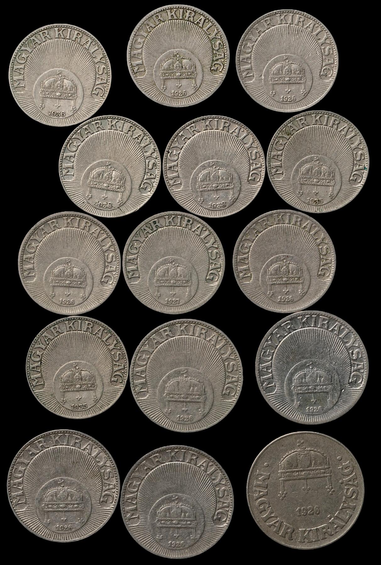 修遠堂世界钱币第103期 1926-1938年匈牙利王国10，20，50菲勒一组