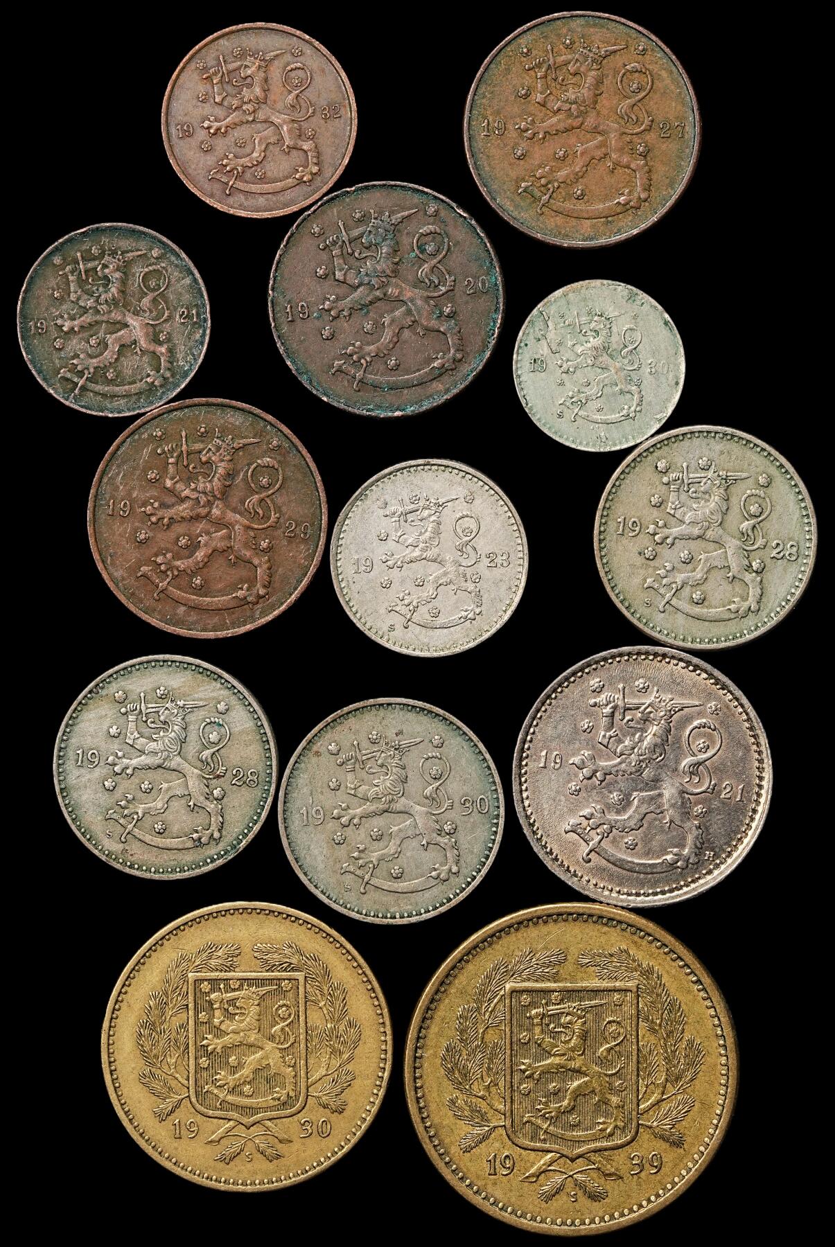 修遠堂世界钱币第103期 芬兰旧钱币一组