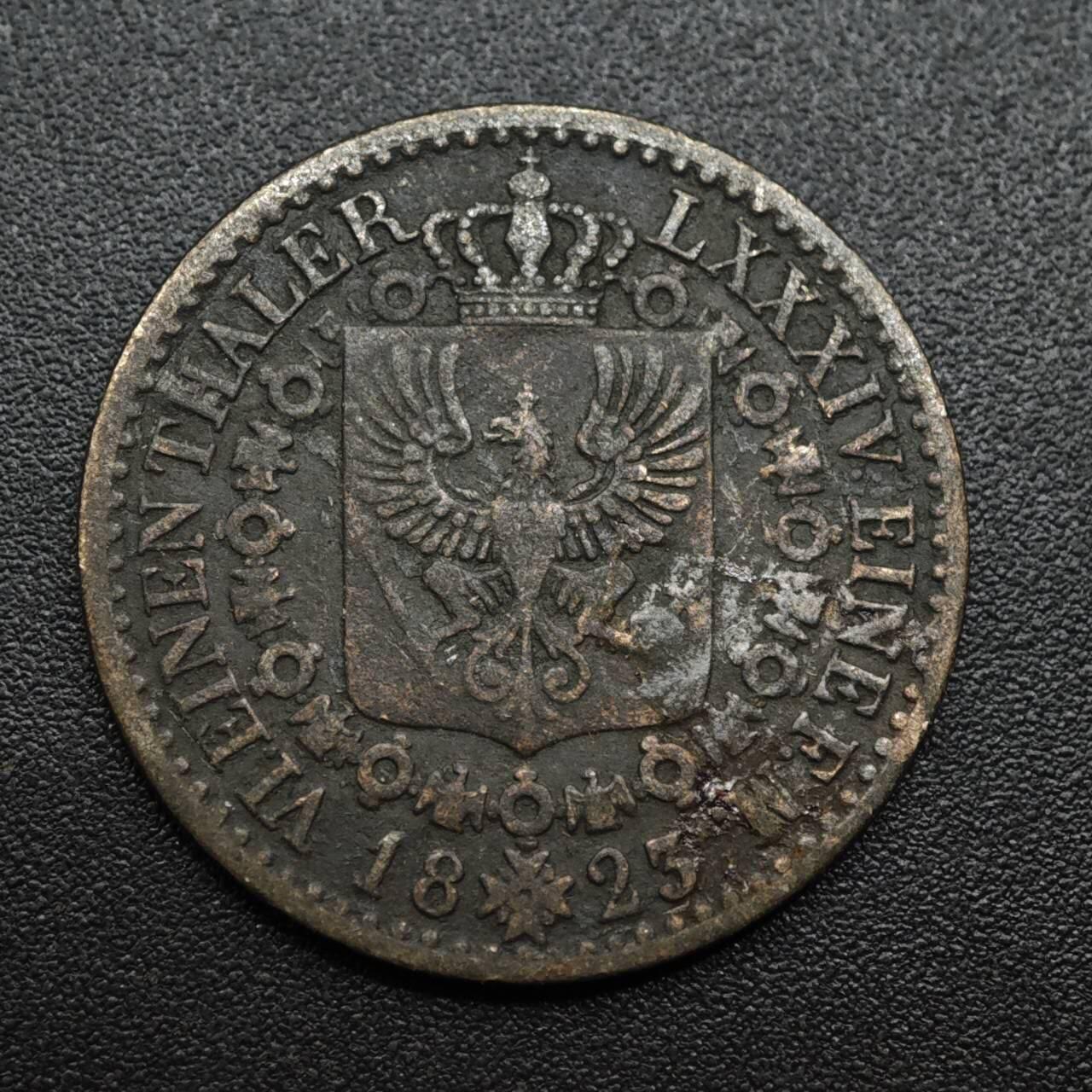 【淘币小摊】限时拍第八百六十拍  老铜币场  满百包邮可预留两周  周一统一发货  德国1823年普鲁士铜币