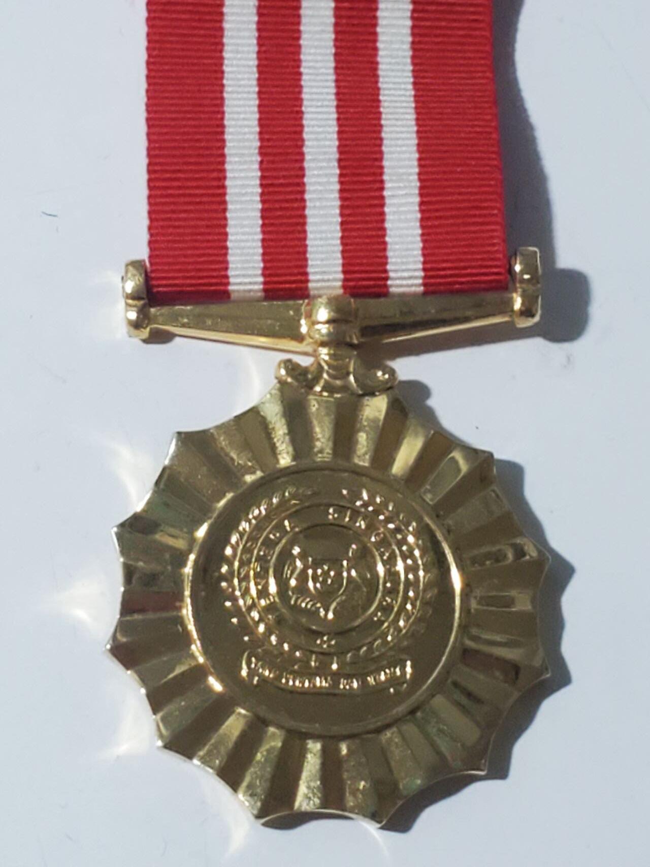 韵星假日军品类拍卖第三十九期暨默多克中校夫妇专场 -- Rimey Holidays Militaria Auction 39 & The Modoks Collection  新加坡共和国预备役长期优秀服务奖章 铜镀金 很厚重 序列高于良好服务
