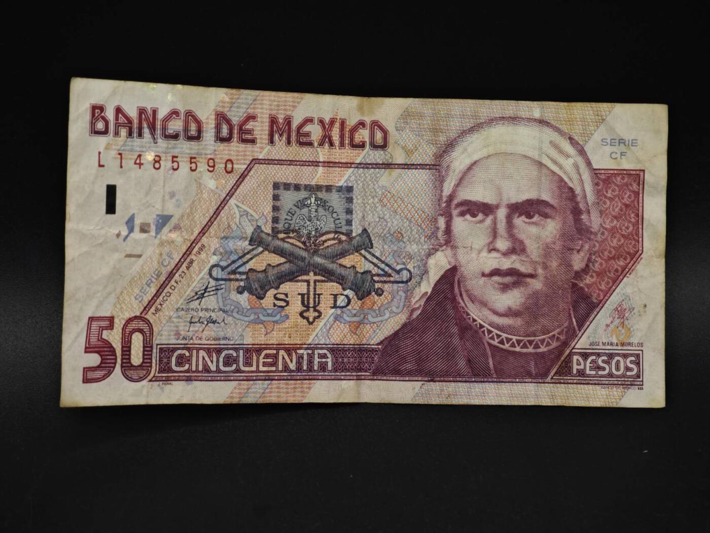 【淘币小摊】实时拍第八百五十九拍   无佣金福利纸币场   满百包邮可预留二周 每周一统一发货   墨西哥50比索纸币【有折】