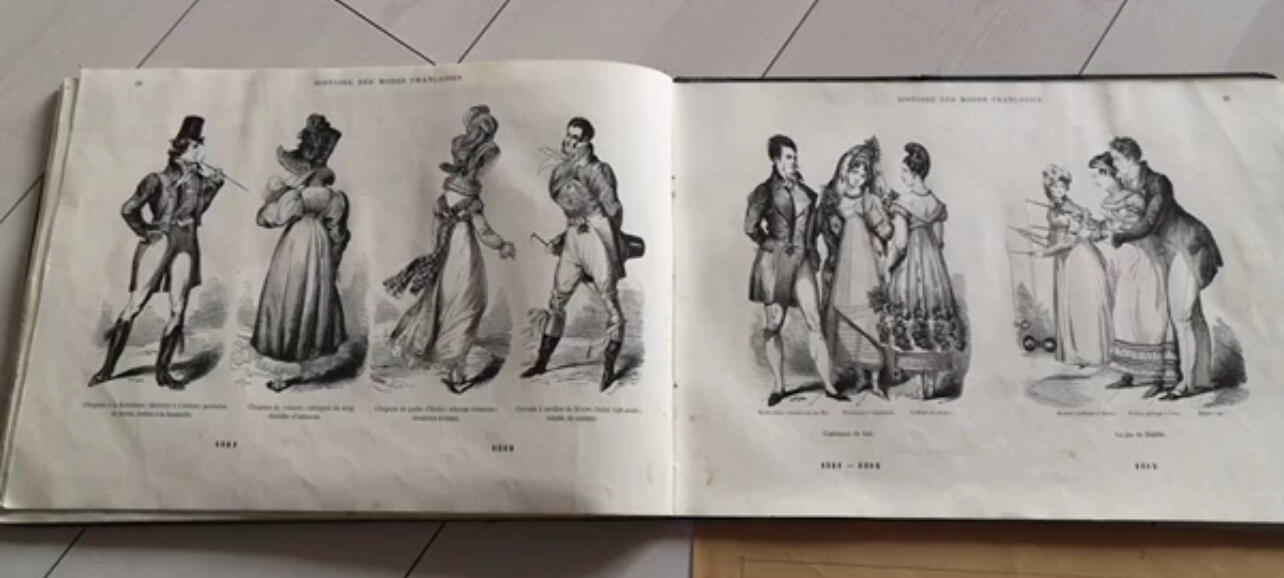 欧洲19世纪法国时尚男女服装设计原版画册老图册书（接受交换朝鲜勋章奖章）