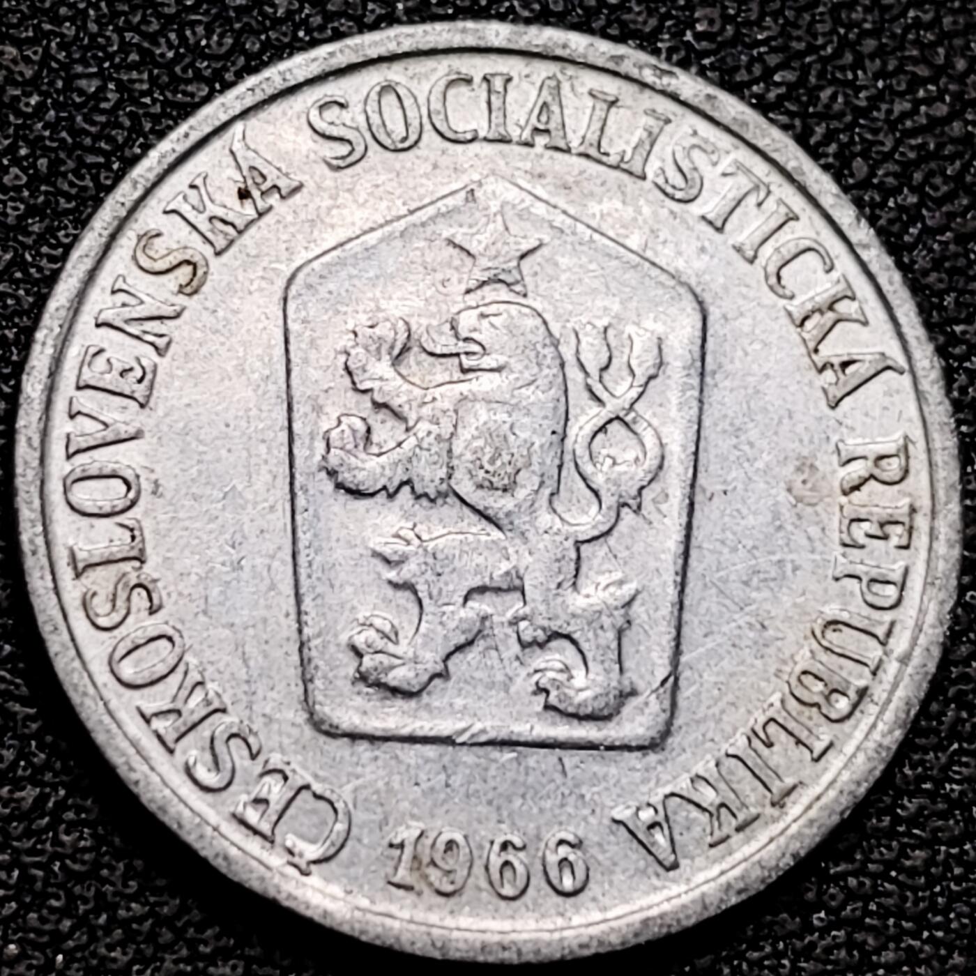 泉币菌-第180场- 精品福利场 捷克斯洛伐克1966年10赫勒铝币, 狮子徽22mm