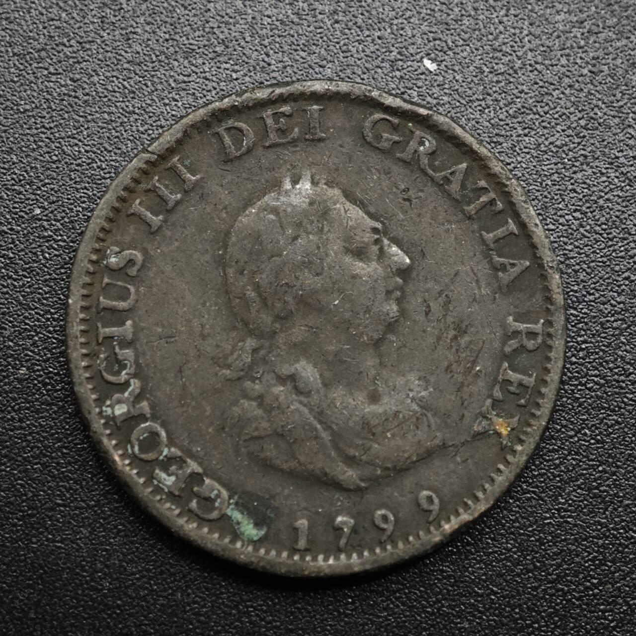 【淘币小摊】限时拍第八百六十拍  老铜币场  满百包邮可预留两周  周一统一发货  英国1799年乔治三世法新铜币