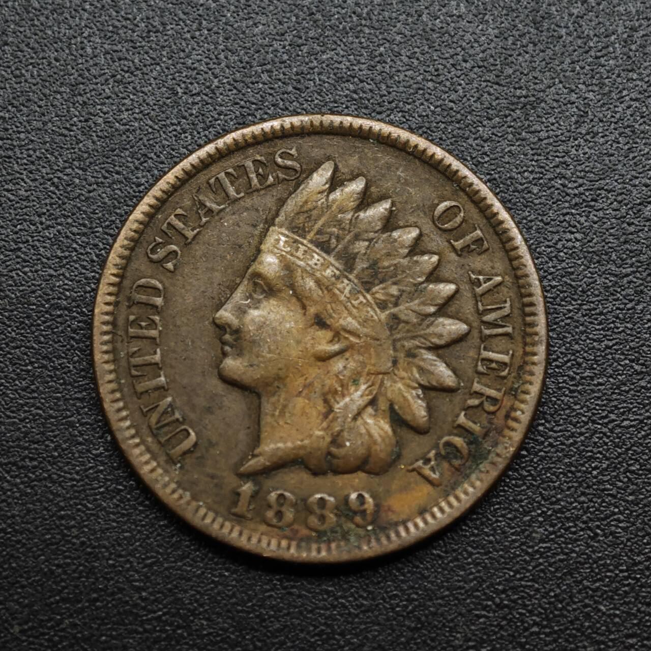 【淘币小摊】限时拍第八百六十拍  老铜币场  满百包邮可预留两周  周一统一发货  美国1889年印第安一分铜币