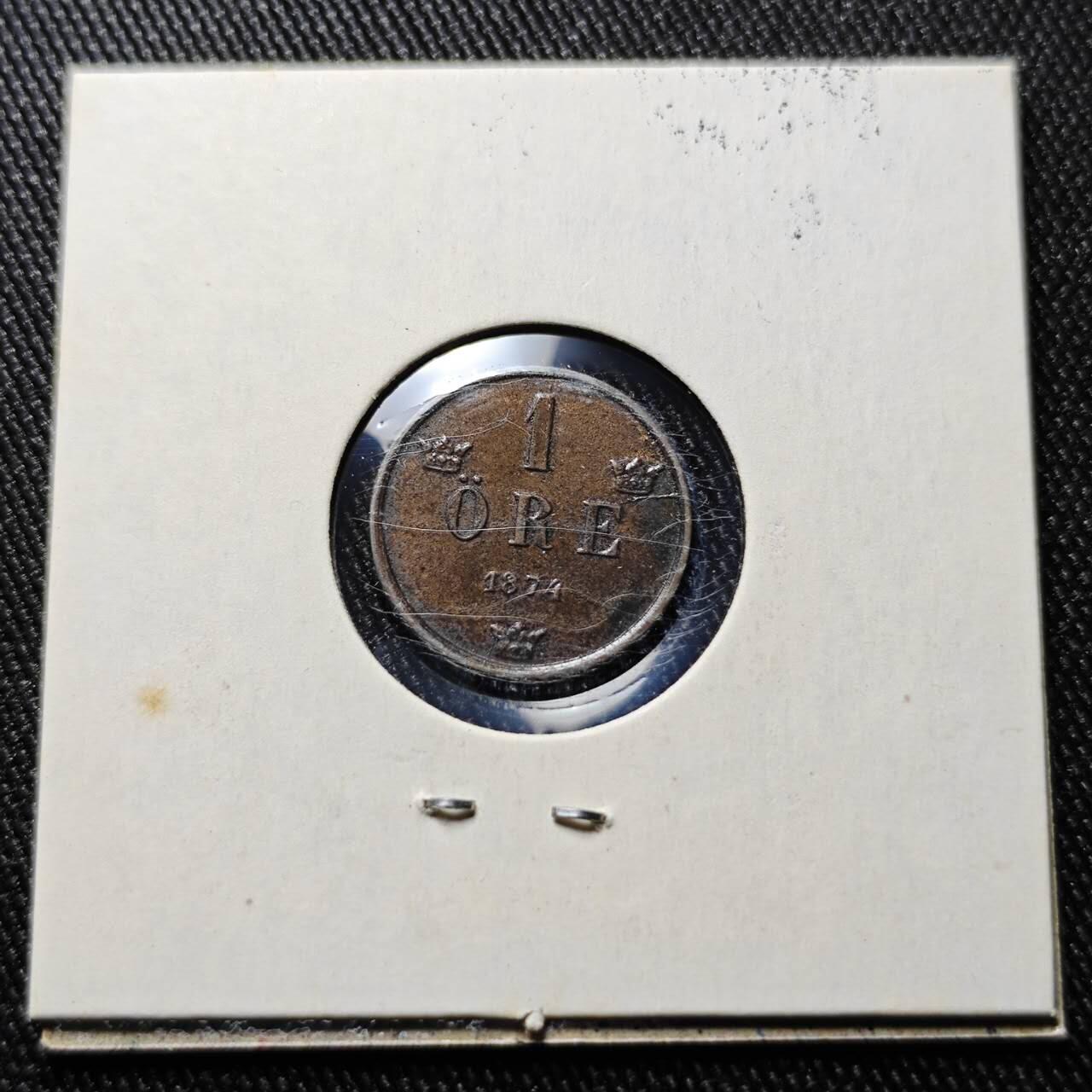 KK钱币收藏小铺  第398期 百期特拍（四拍之二） 2月预留时间 周末发货  1874瑞典1欧尔铜币