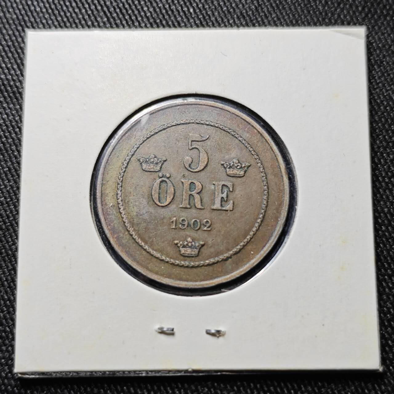 KK钱币收藏小铺  第398期 百期特拍（四拍之二） 2月预留时间 周末发货  1902瑞典5欧尔铜币