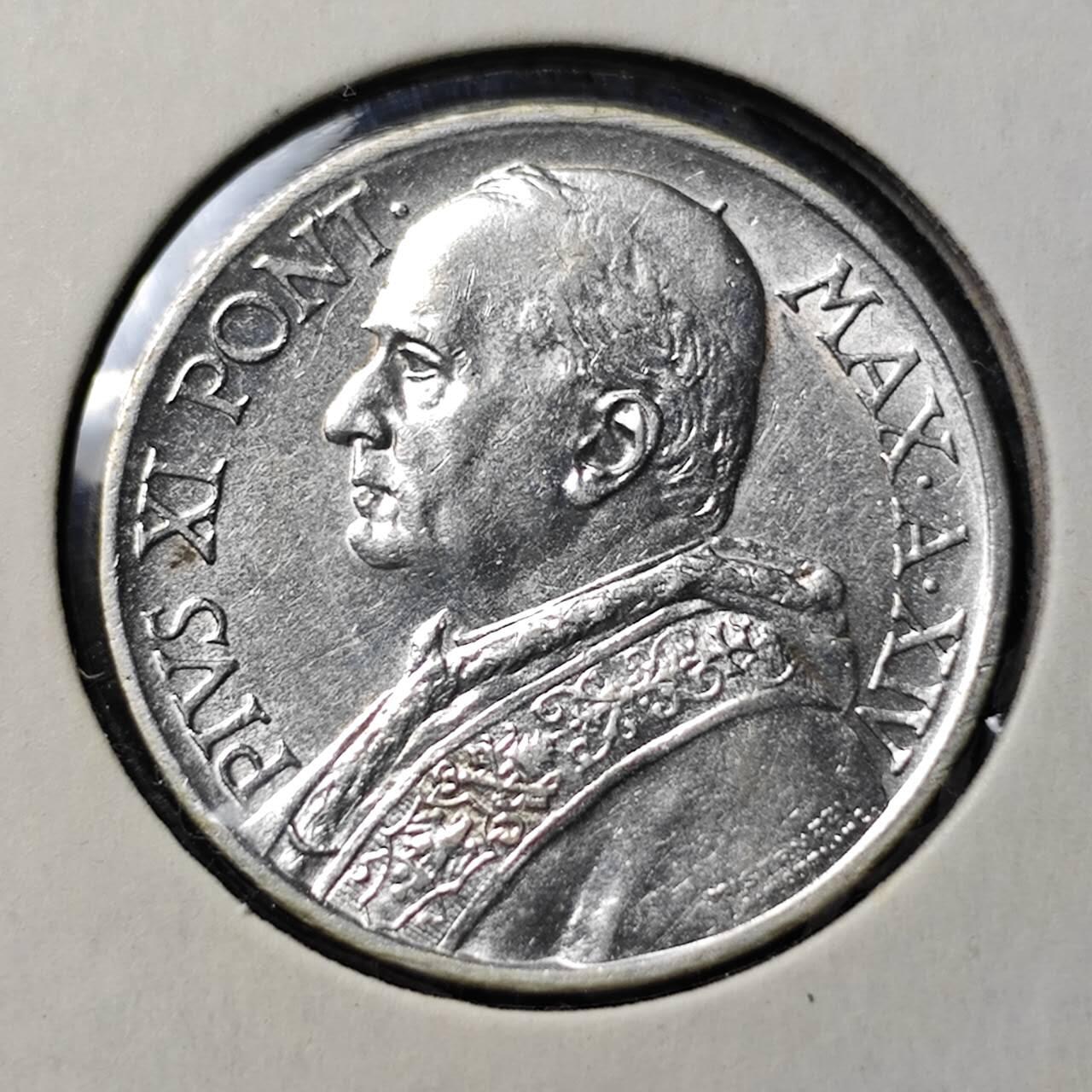 KK钱币收藏小铺  第398期 百期特拍（四拍之二） 2月预留时间 周末发货 1935梵蒂冈5里拉银币 