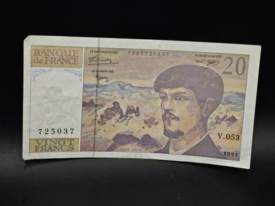 【淘币小摊】实时拍第八百五十九拍   无佣金福利纸币场   满百包邮可预留二周 每周一统一发货   - 法国20法郎纸币【有折】