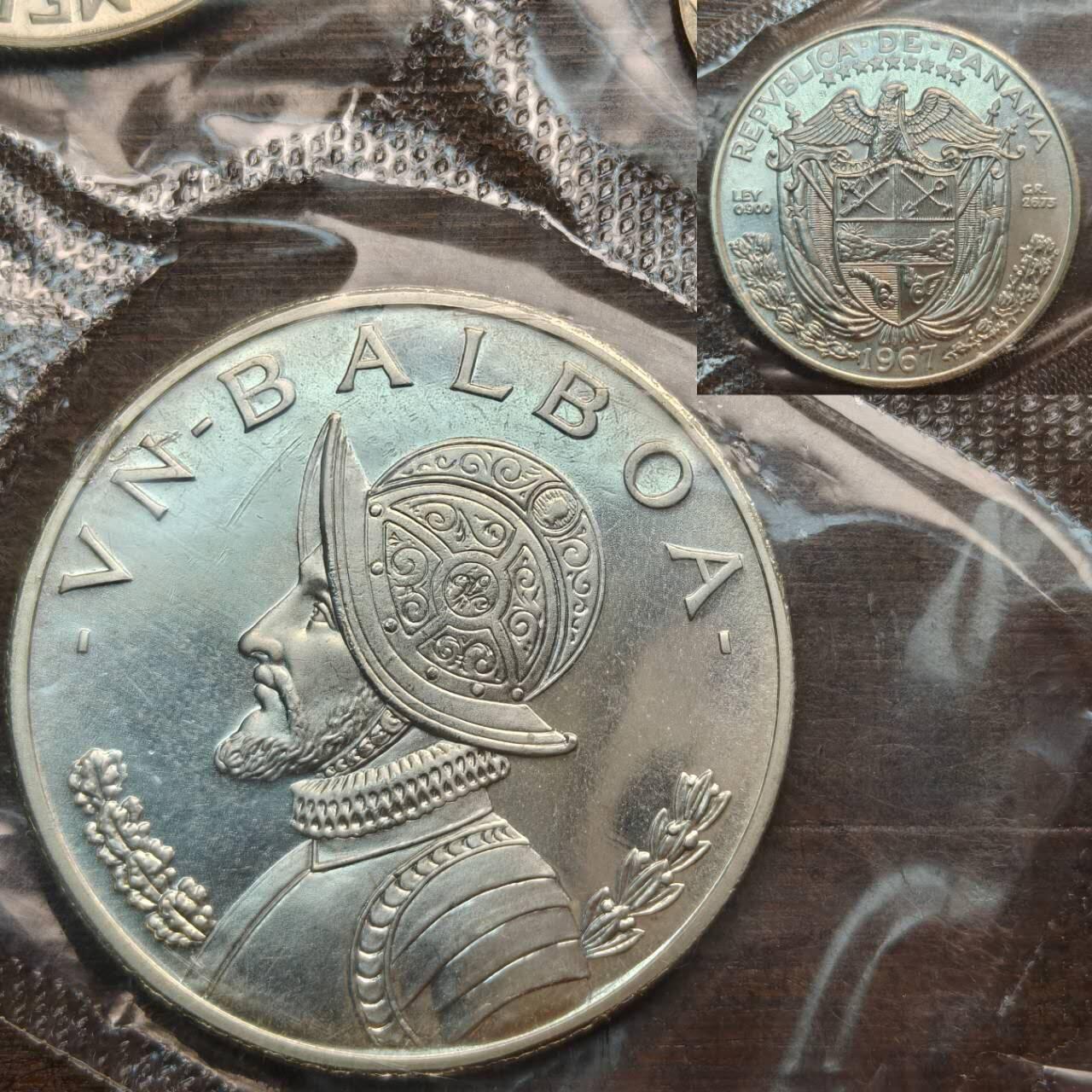 【春节前最后一拍，下一场3.3号】★第139加场★银币专场 不寄存，200包邮。不满200元，支付5元运费。《接受代拍 代送NGC评级》 144【无寄存】巴拿马硬币六枚 含两枚银币1/0.5巴波亚