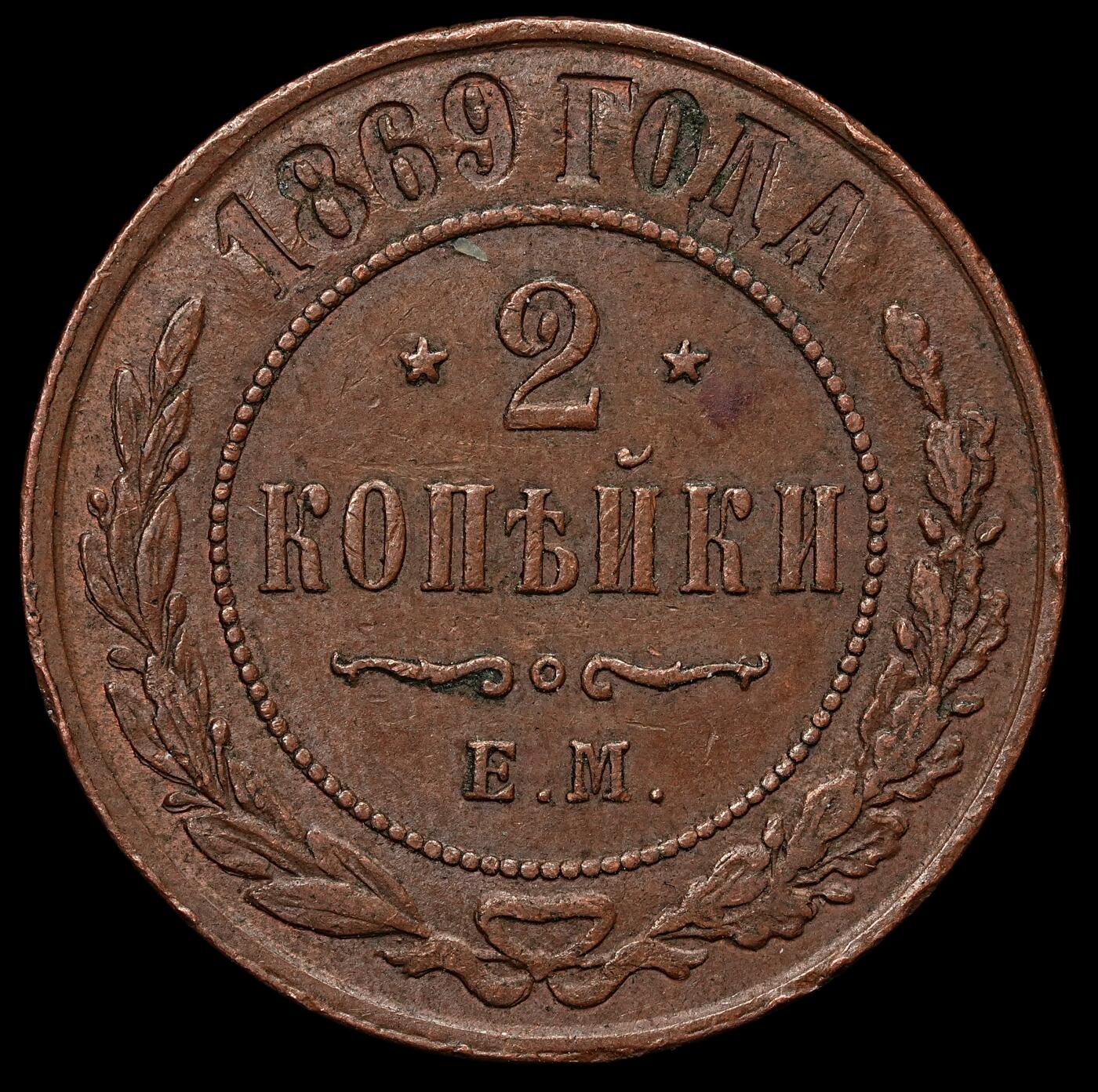 修遠堂世界钱币第103期 1869年沙俄2戈比铜币