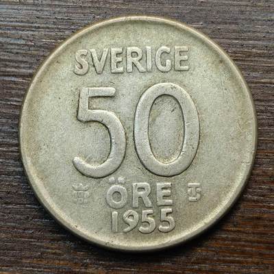 【春节前最后一拍，下一场3.3号】★第139加场★银币专场 不寄存，200包邮。不满200元，支付5元运费。《接受代拍 代送NGC评级》 - 39【无寄存】瑞典 1955年 50欧尔 银币