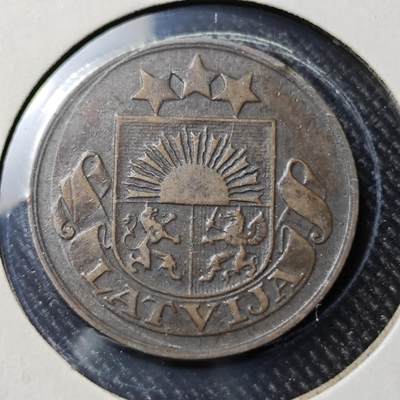 KK钱币收藏小铺  第398期 百期特拍（四拍之二） 2月预留时间 周末发货 -  1926拉脱维亚2分铜币 