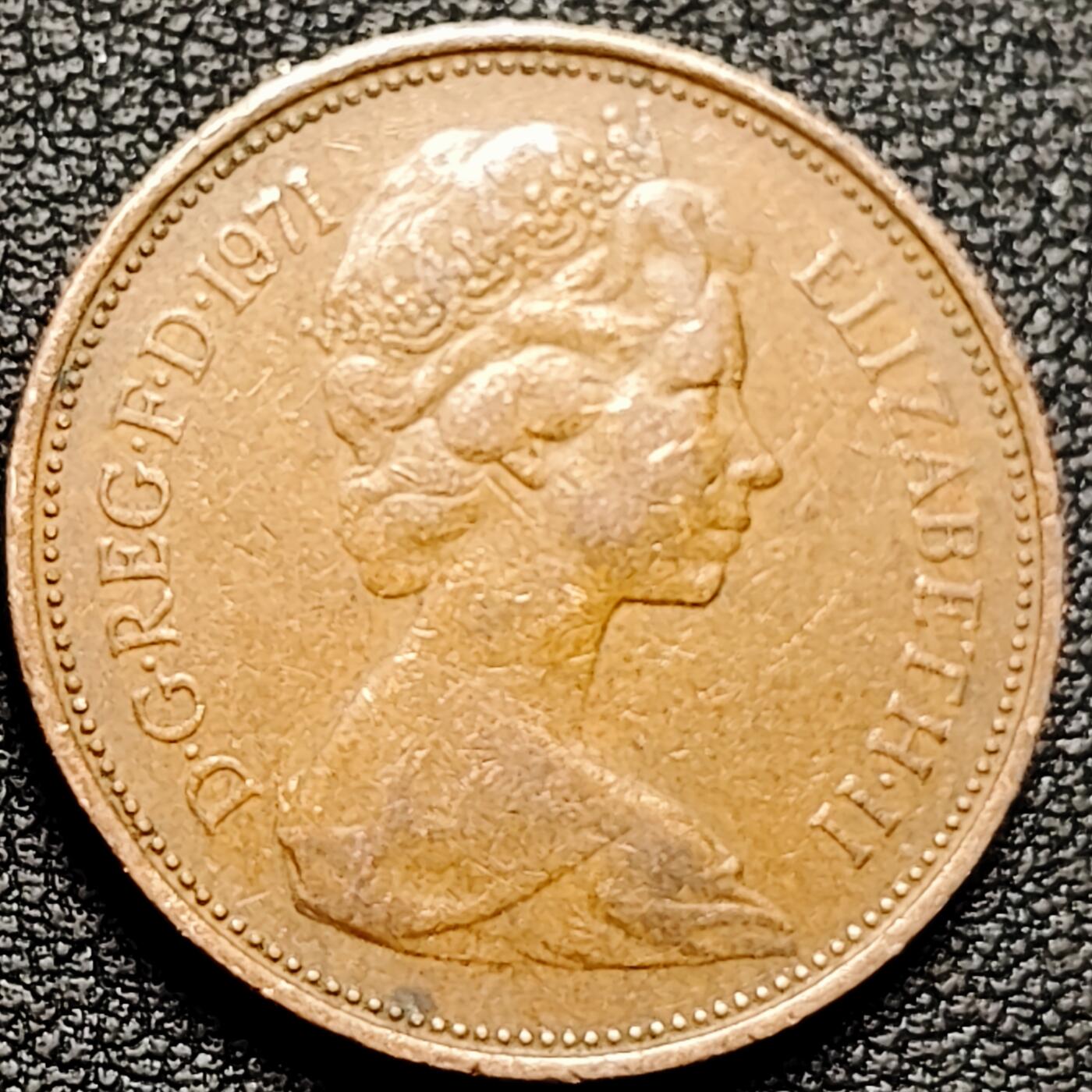 泉币菌-第180场- 精品福利场 1971年英国2便士 铜币 威尔士皇冠 狮子雄狮 