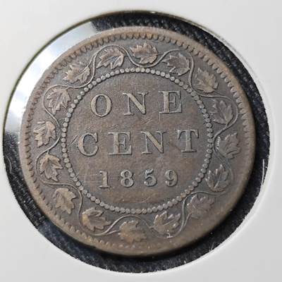 KK钱币收藏小铺  第398期 百期特拍（四拍之二） 2月预留时间 周末发货 - 1859英属加拿大维多利亚女王1分铜币  首版发行仅2年