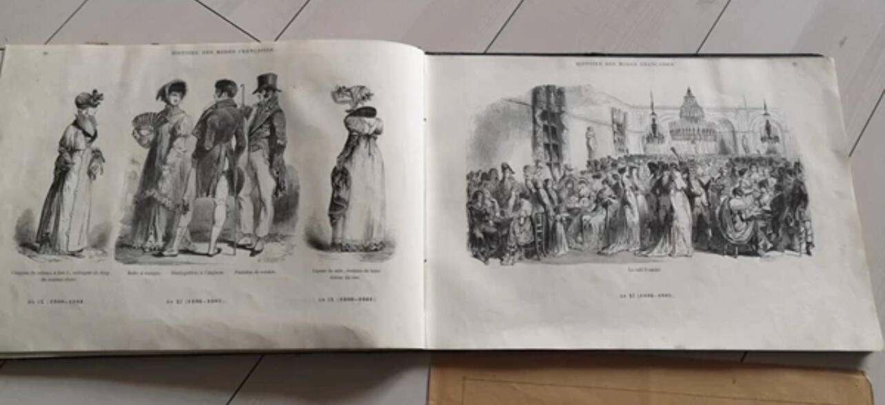欧洲19世纪法国时尚男女服装设计原版画册老图册书（接受交换朝鲜勋章奖章）