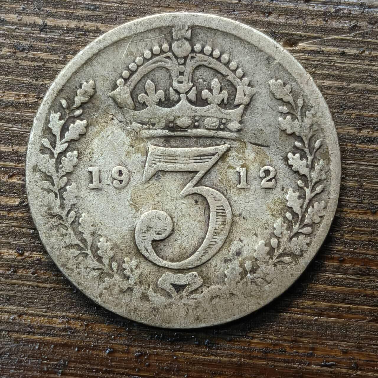 【春节前最后一拍，下一场3.3号】★第139加场★银币专场 不寄存，200包邮。不满200元，支付5元运费。《接受代拍 代送NGC评级》 106【无寄存】1912年 英国 3便士 银币