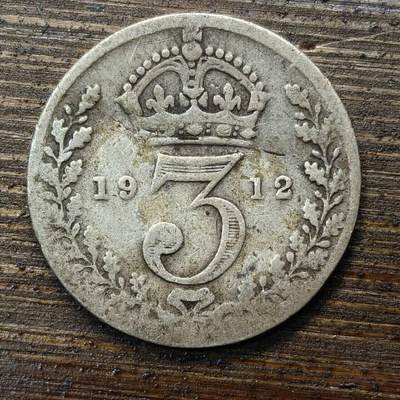 【春节前最后一拍，下一场3.3号】★第139加场★银币专场 不寄存，200包邮。不满200元，支付5元运费。《接受代拍 代送NGC评级》 - 106【无寄存】1912年 英国 3便士 银币