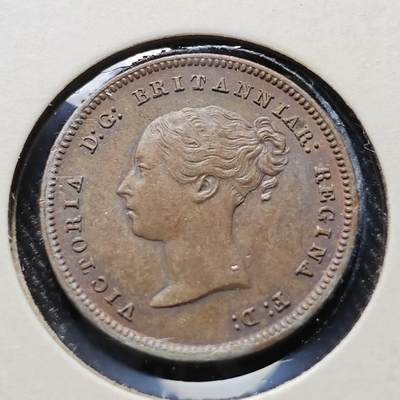 KK钱币收藏小铺  第398期 百期特拍（四拍之二） 2月预留时间 周末发货 -  英国1839年维多利亚女王1/2法新铜币 深打状态 底板干净！