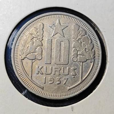 KK钱币收藏小铺  第398期 百期特拍（四拍之二） 2月预留时间 周末发货 -  1937土耳其10库鲁镍币