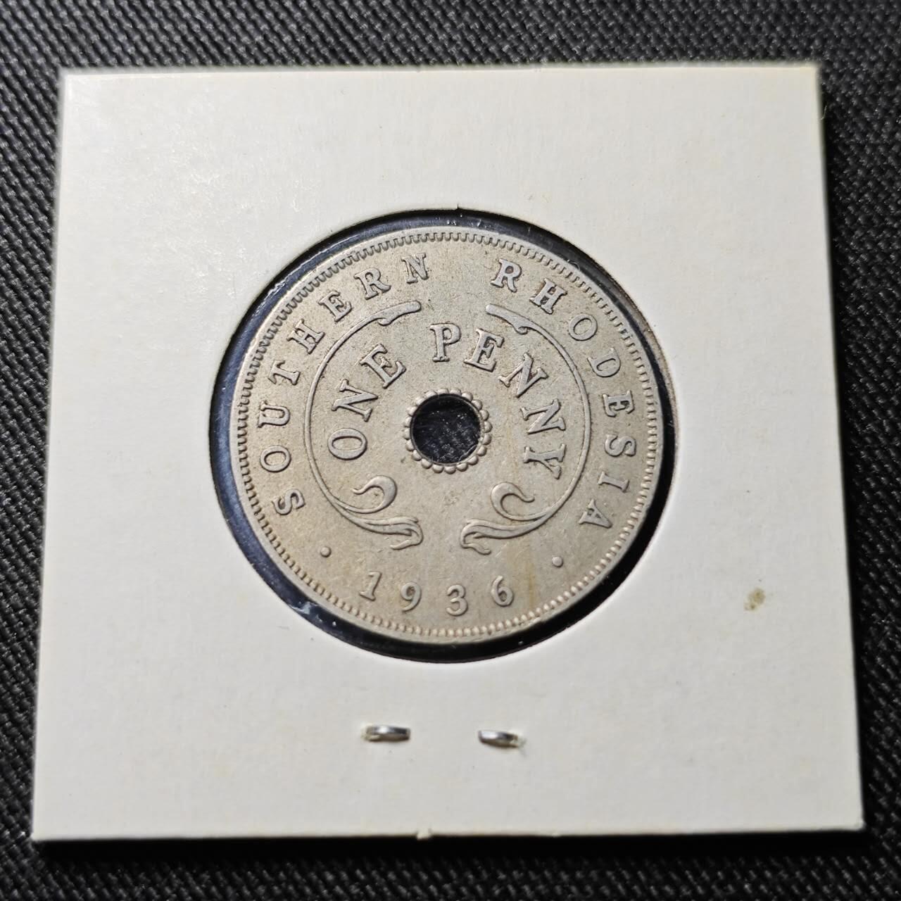 KK钱币收藏小铺  第398期 百期特拍（四拍之二） 2月预留时间 周末发货  1936英属南罗得西亚1便士镍币 乔五