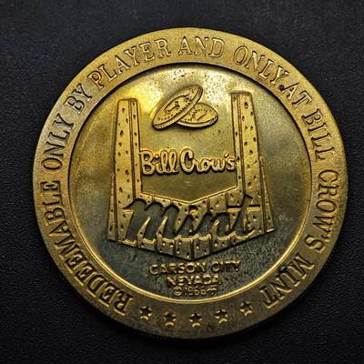 【淘币小摊】限时拍第八百五十八拍  散币场  满百包邮可预留两周  周一统一发货  - 美国1966年内华达州卡森市Bill Crow's Mint半美元代币铜币