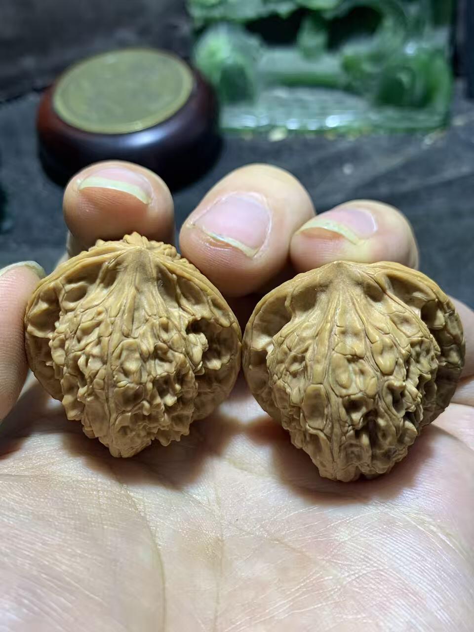 精美稀有小众凤凰岭狮子头手捻麻核桃文玩核桃一对，