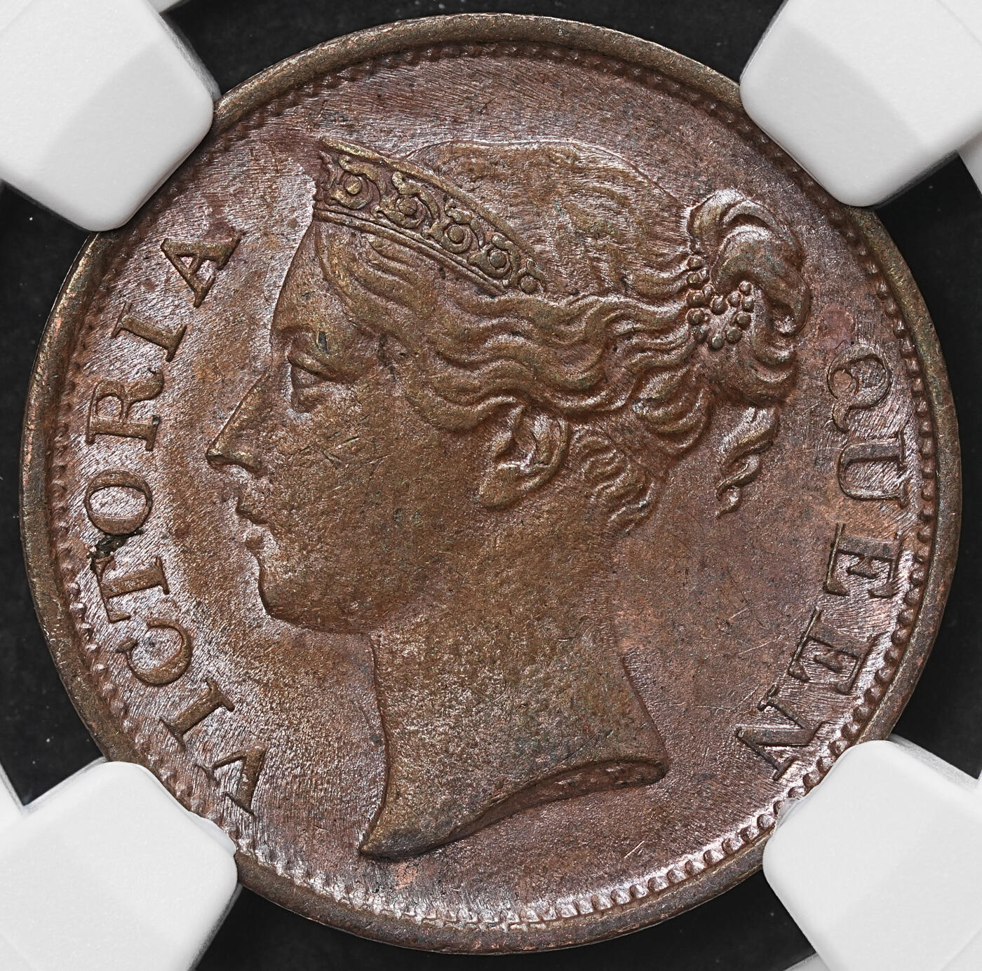 修遠堂世界钱币第103期 NGC MS62BN 1845年海峡-东印度公司1/2分铜币，少见的品种