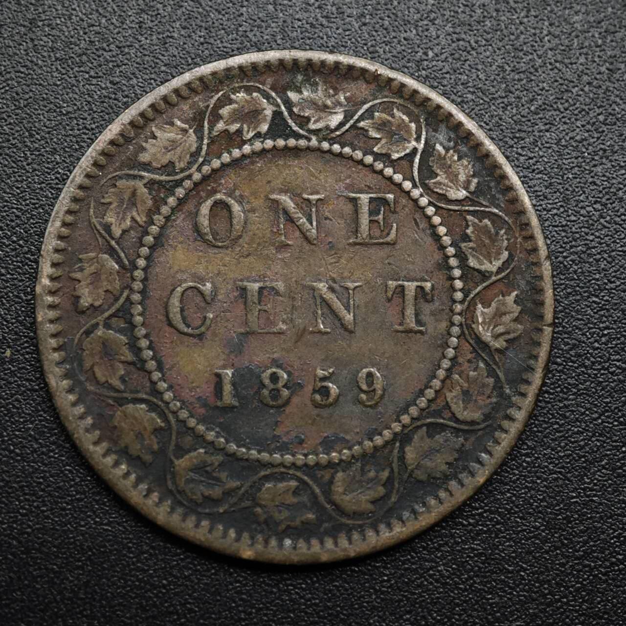 【淘币小摊】限时拍第八百六十拍  老铜币场  满百包邮可预留两周  周一统一发货  加拿大1859年维多利亚一分铜币