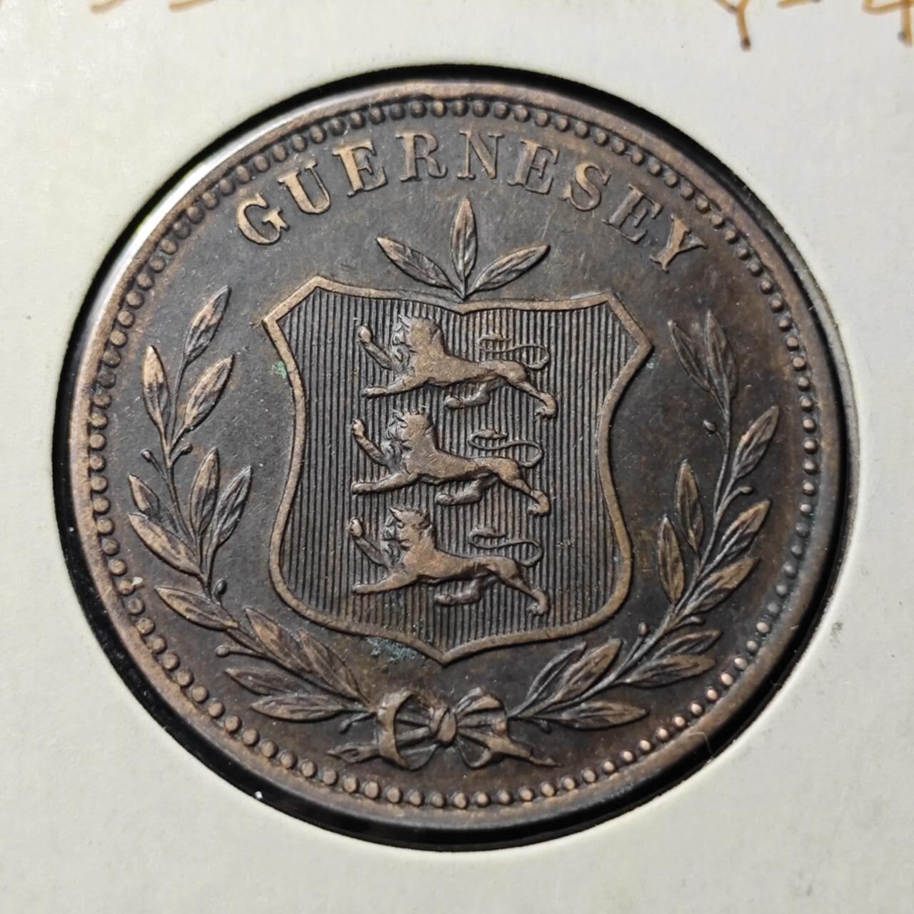 KK钱币收藏小铺  第398期 百期特拍（四拍之二） 2月预留时间 周末发货  1889根西8道布铜币