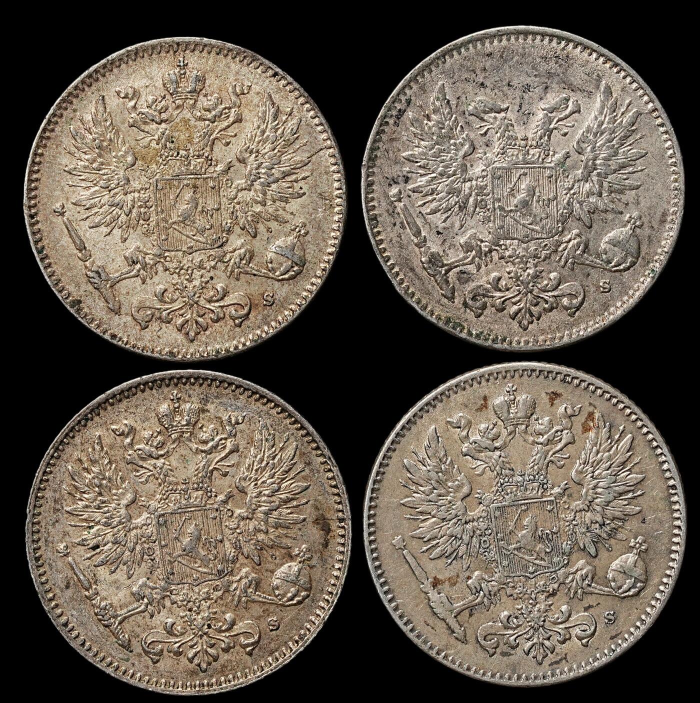 修遠堂世界钱币第103期 芬兰50盆尼银币一组，总重10.11g，含银75%，部分未流通