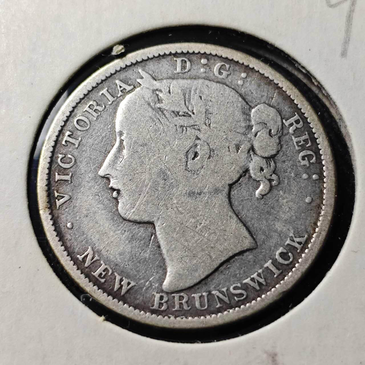 KK钱币收藏小铺  第398期 百期特拍（四拍之二） 2月预留时间 周末发货 1862 加拿大新不伦瑞克省 20分银币 KM#9 极稀地区 维多利亚头像 发行量仅15万 